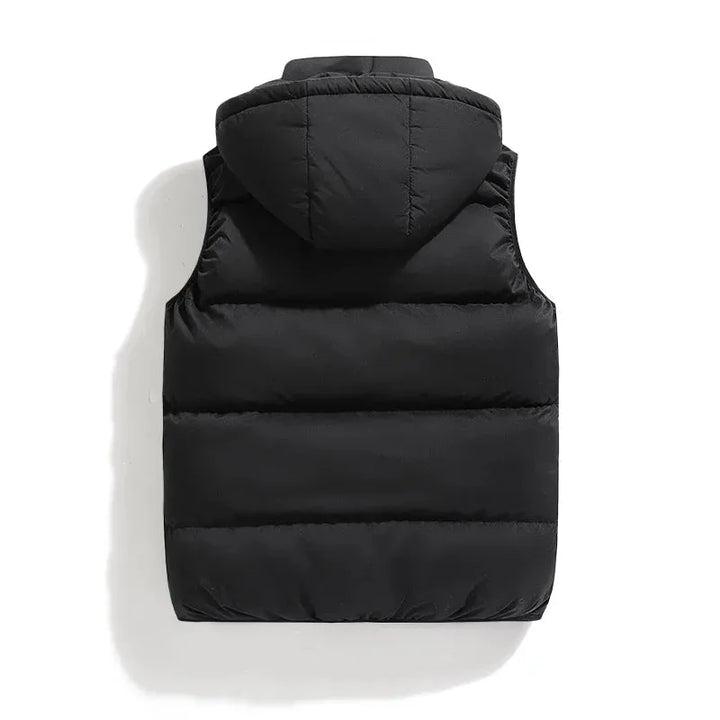 Cropped Winter Vest with Hood and Zip Closure