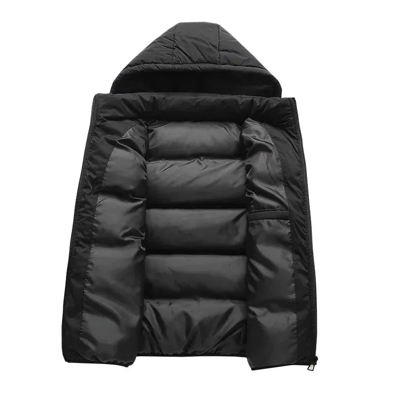 Cropped Winter Vest with Hood and Zip Closure