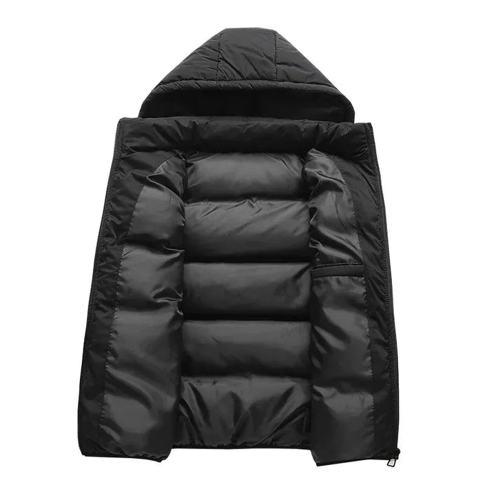 Cropped Winter Vest with Hood and Zip Closure