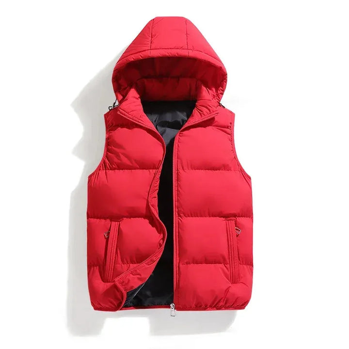 Cropped Winter Vest with Hood and Zip Closure