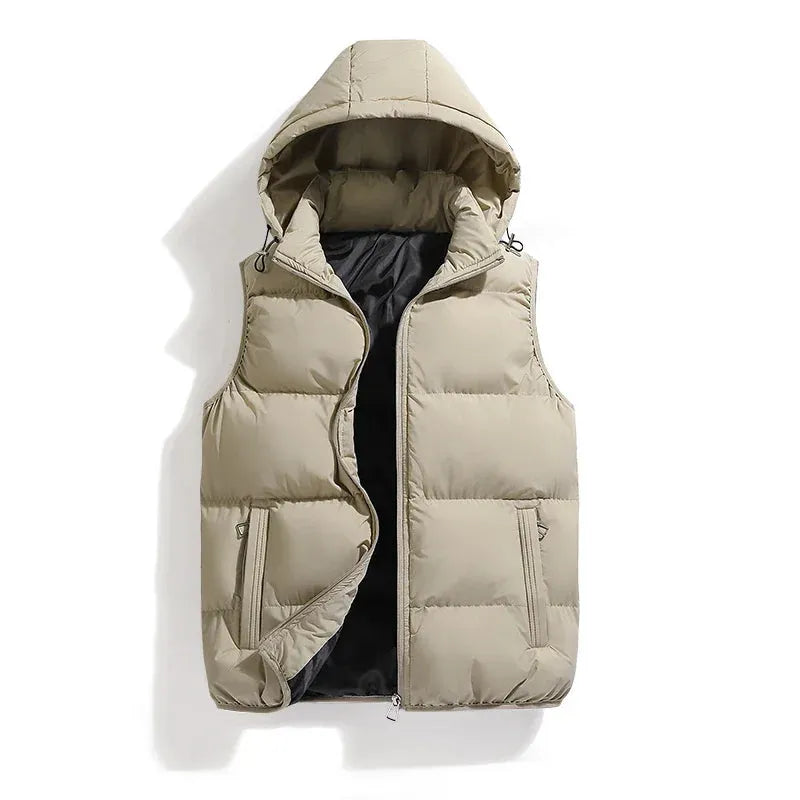 Cropped Winter Vest with Hood and Zip Closure