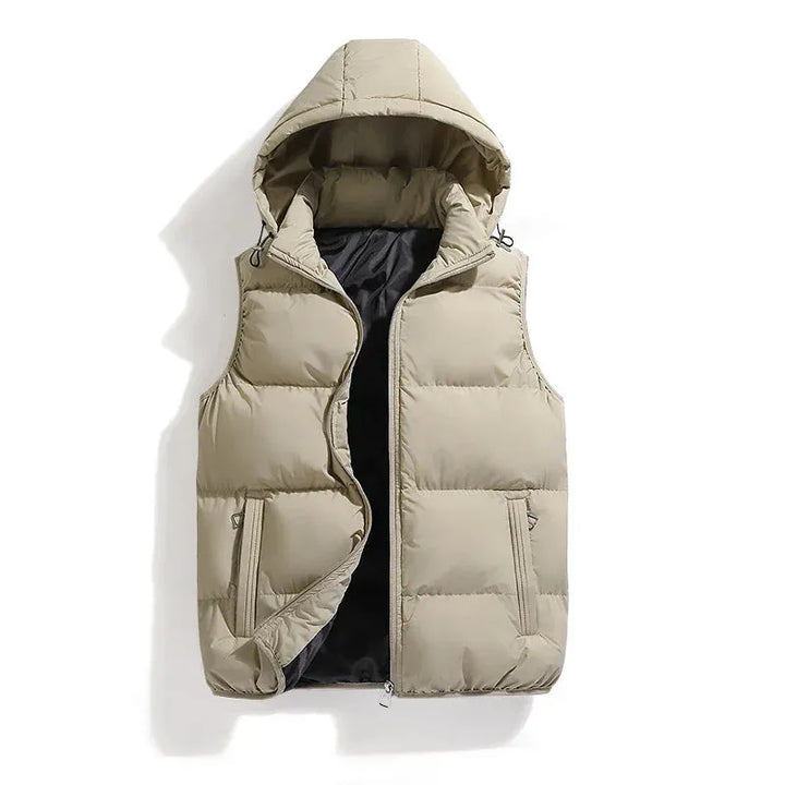 Cropped Winter Vest with Hood and Zip Closure