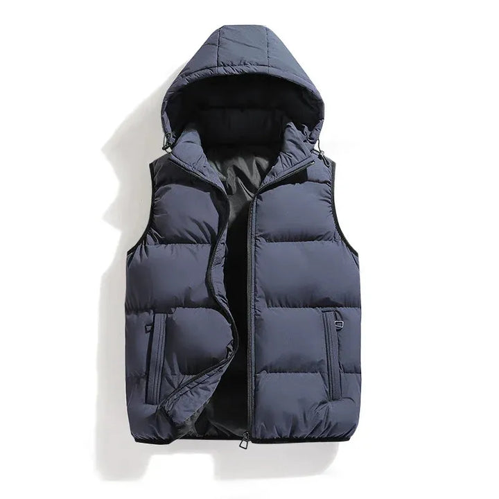 Cropped Winter Vest with Hood and Zip Closure