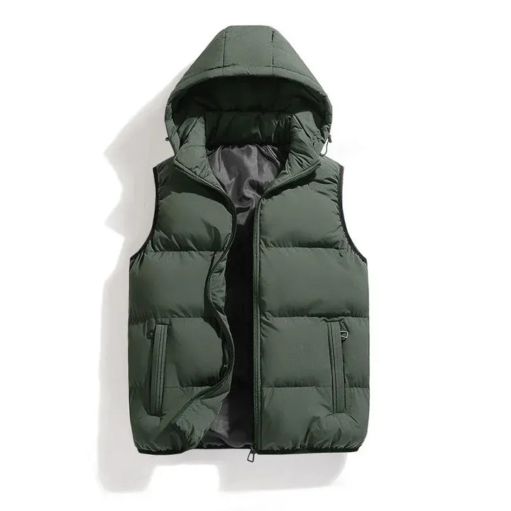 Cropped Winter Vest with Hood and Zip Closure