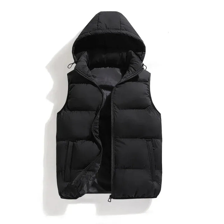 Cropped Winter Vest with Hood and Zip Closure
