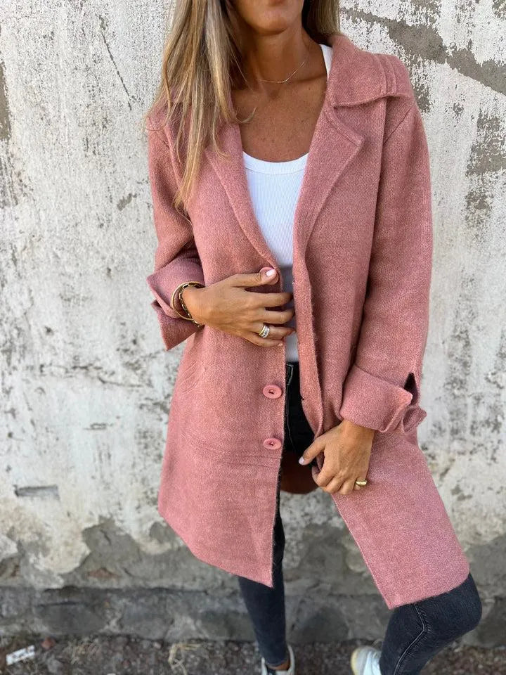 Women's Long Casual Coat with Button Closure