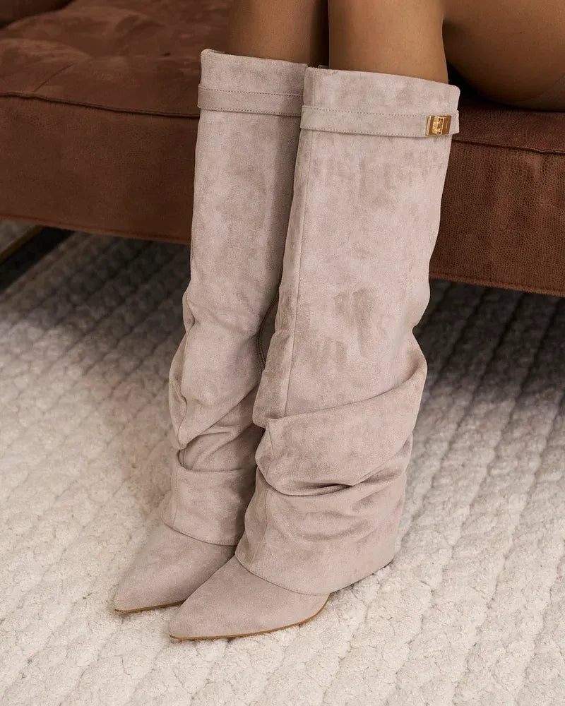 Women's Comfy Knee High Boots with Side Zip
