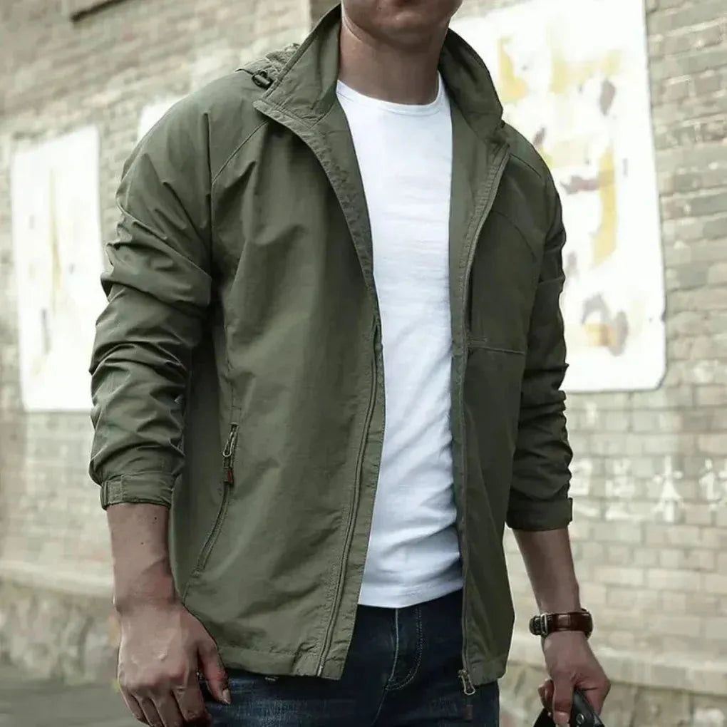Men's Casual Lightweight Jacket with Zip Closure