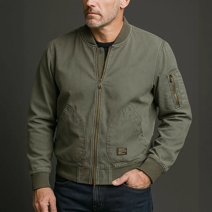 Men’s Casual Ribbed Jacket with Zip Closure