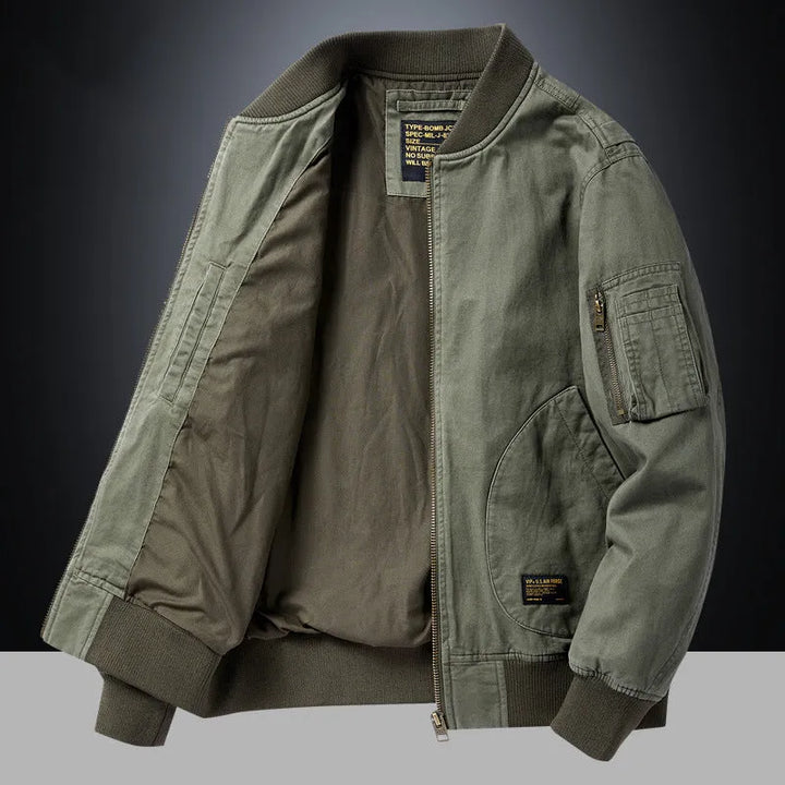 Men’s Casual Ribbed Jacket with Zip Closure