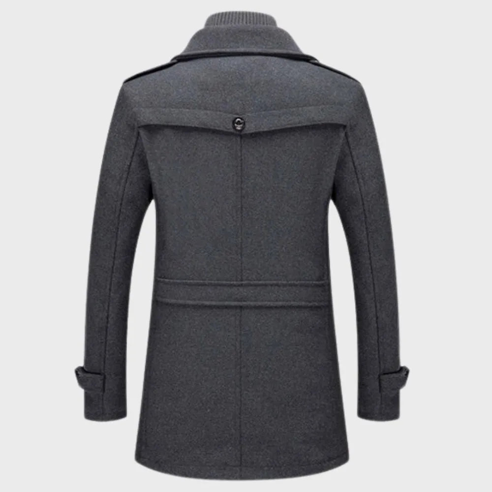 Men's Casual Warm Trench Coat with Zip Closure