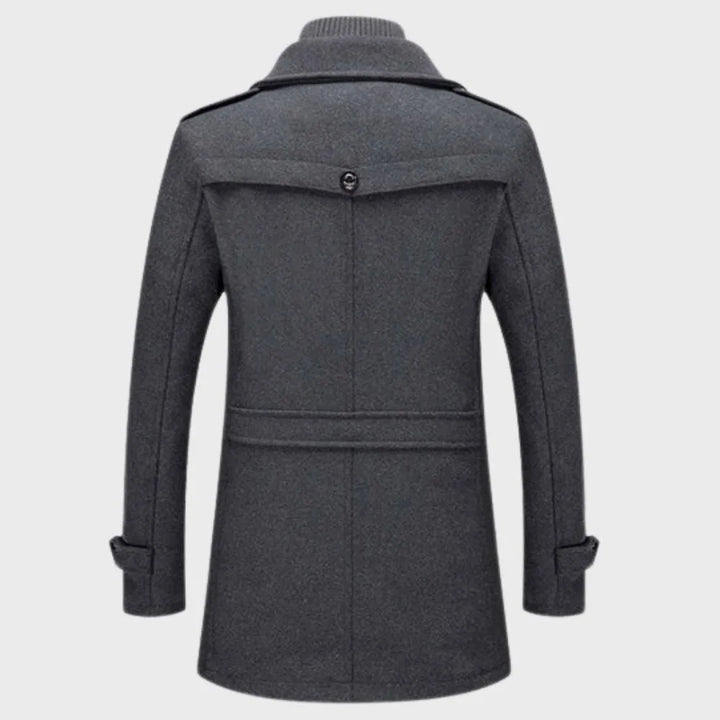 Men's Casual Warm Trench Coat with Zip Closure