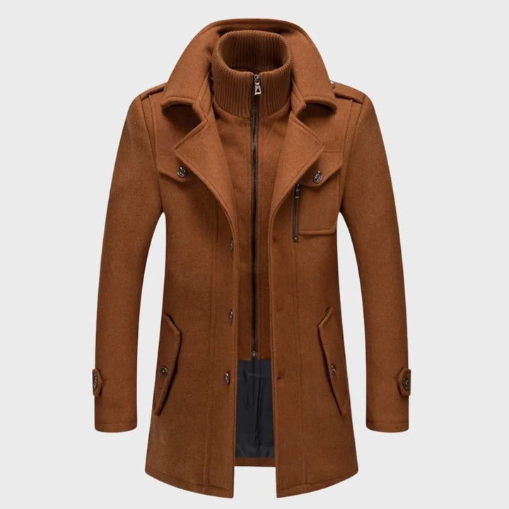 Men's Casual Warm Trench Coat with Zip Closure