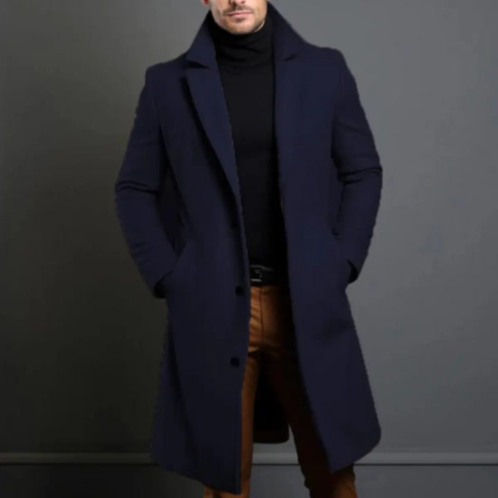 Men’s Longline Casual Overcoat with Button Closure