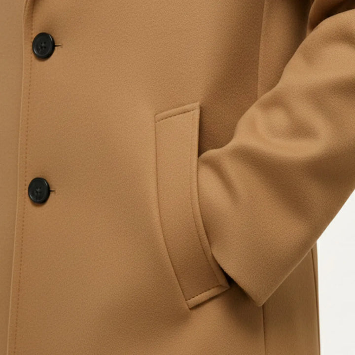 Men’s Longline Casual Overcoat with Button Closure