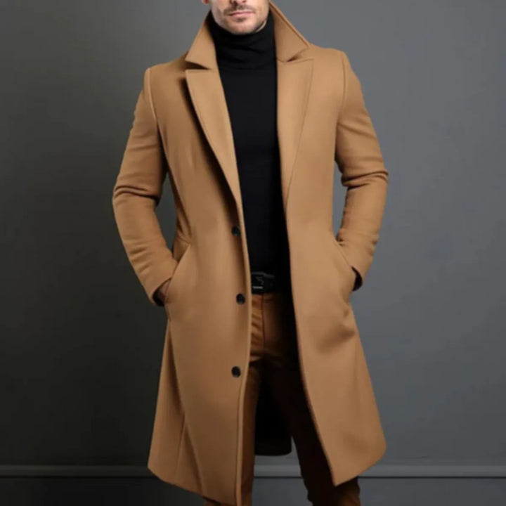 Men’s Longline Casual Overcoat with Button Closure