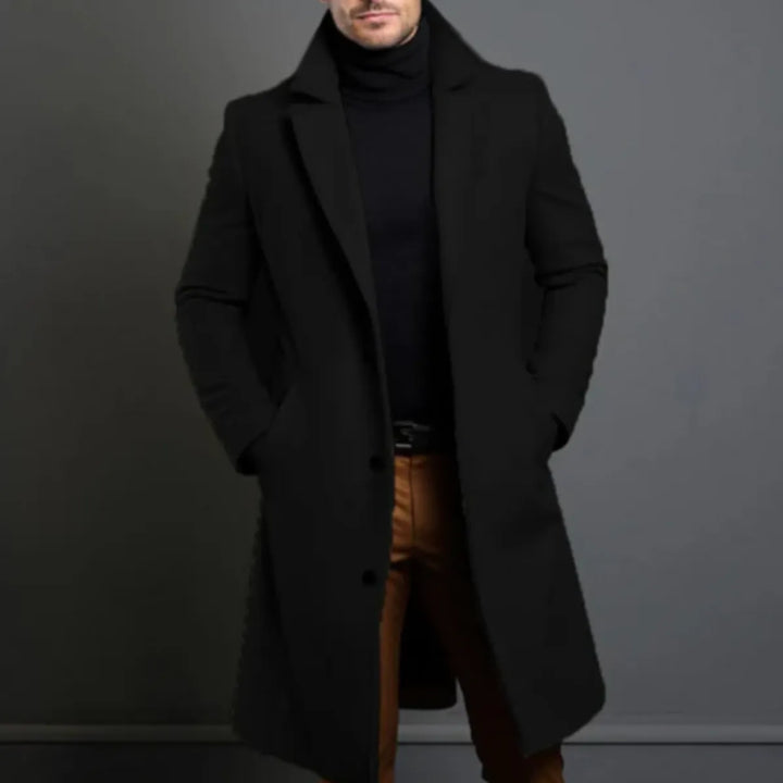 Men’s Longline Casual Overcoat with Button Closure