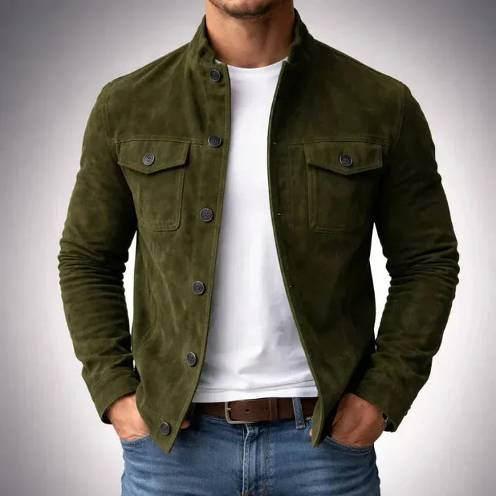 Men’s Casual Jacket with Stand Collar and Buttons