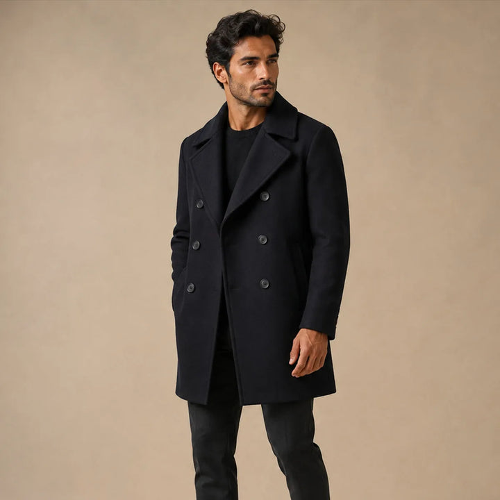 Men’s Warm Lightweight Overcoat with Button Closure