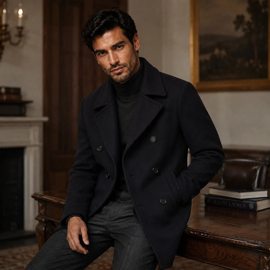 Men’s Warm Lightweight Overcoat with Button Closure