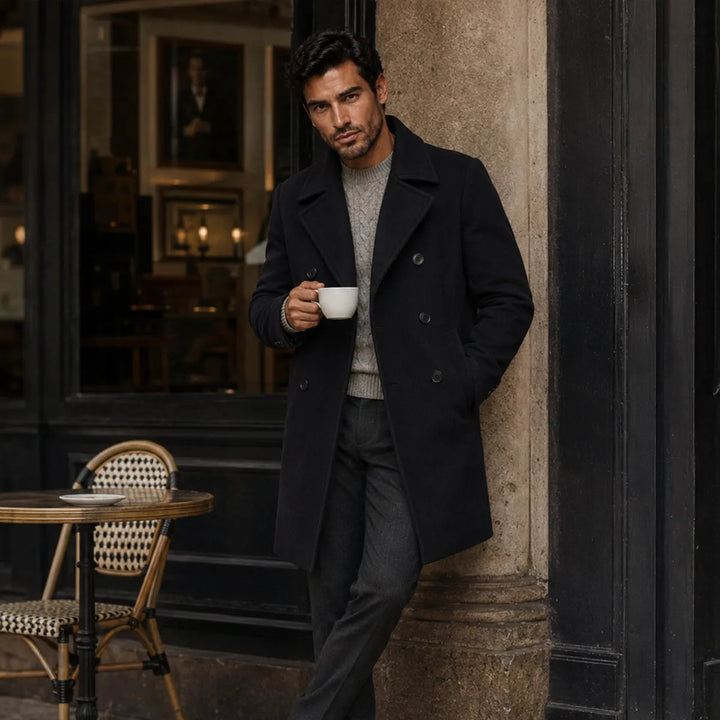 Men’s Warm Lightweight Overcoat with Button Closure