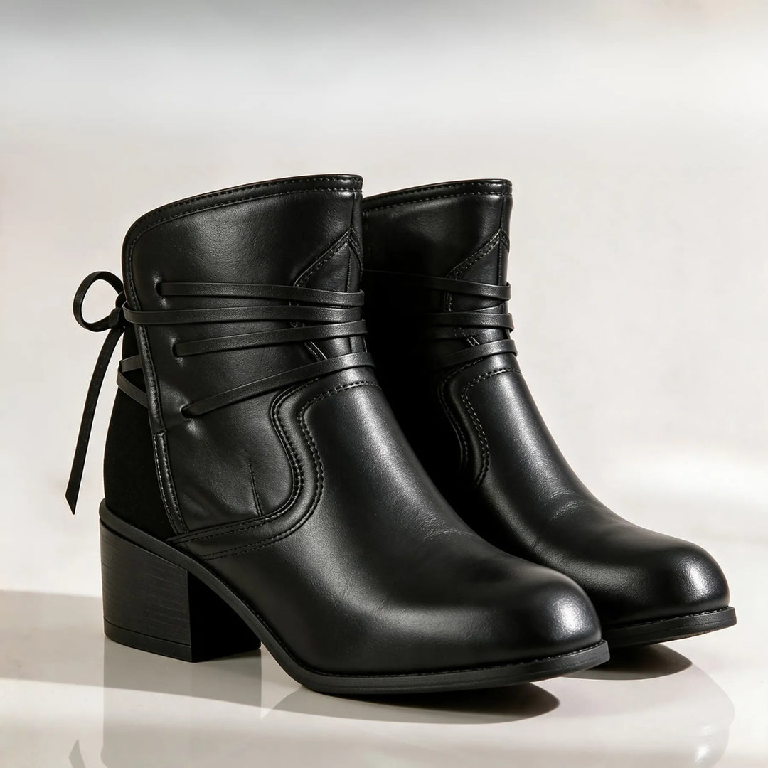 Women's Block Heel Ankle Boots with Adjustable Strap