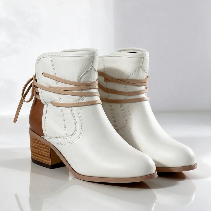 Women's Block Heel Ankle Boots with Adjustable Strap