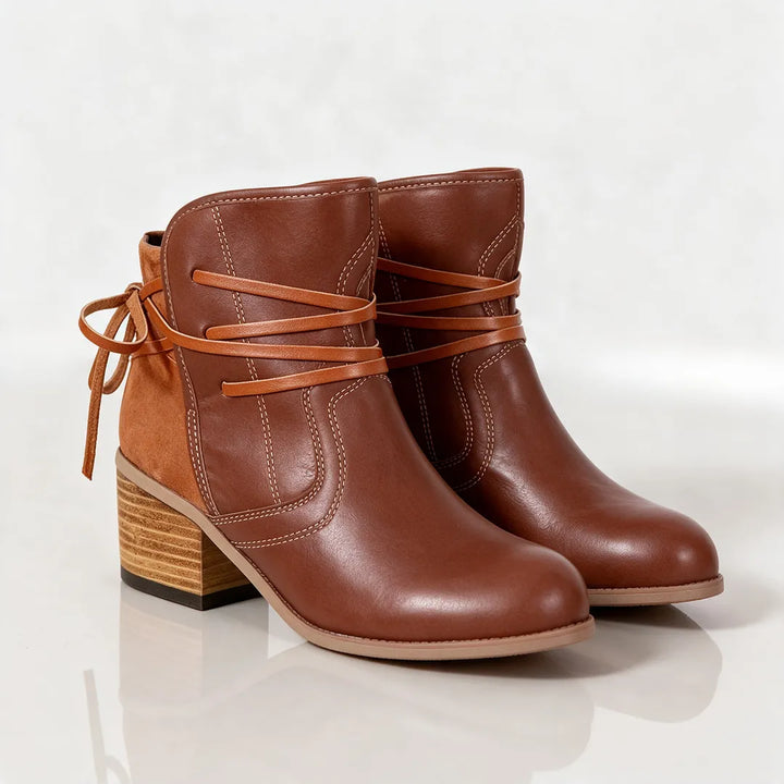 Women's Block Heel Ankle Boots with Adjustable Strap