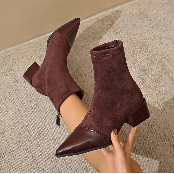 Women’s Block Heel Ankle Boots with Anti Slip Sole