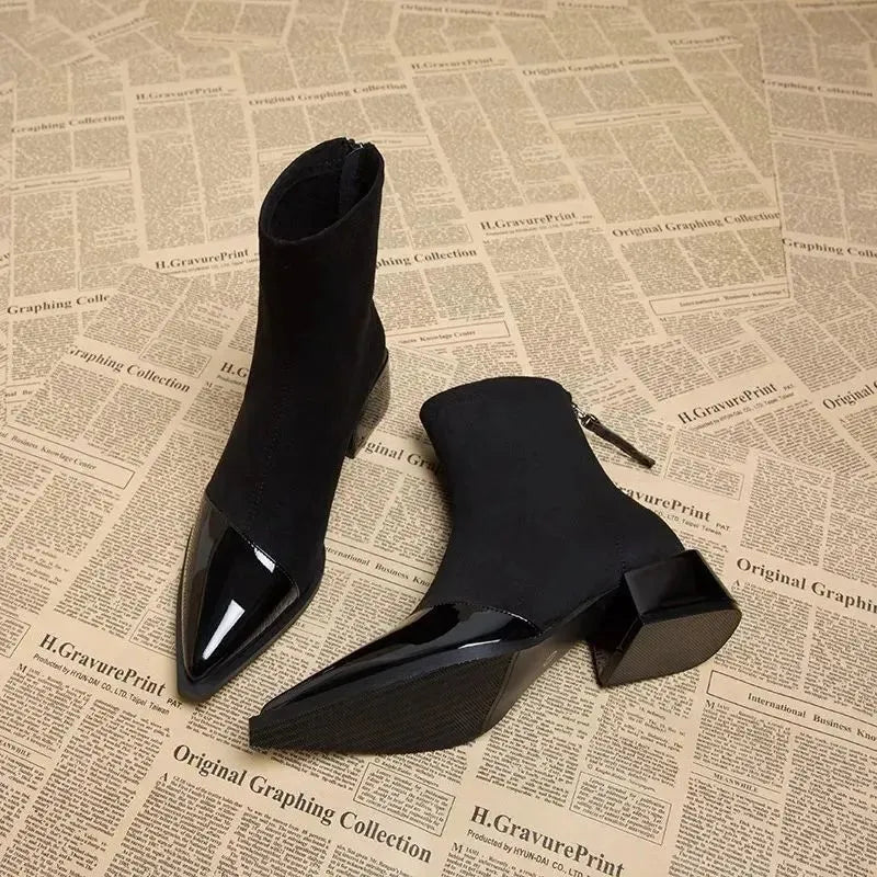 Women’s Block Heel Ankle Boots with Anti Slip Sole