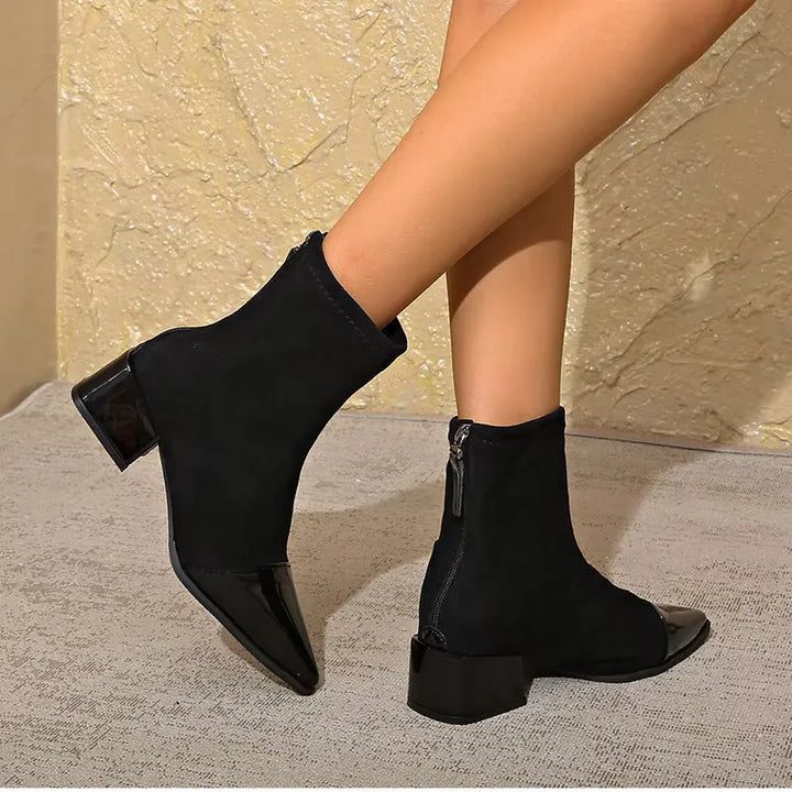 Women’s Block Heel Ankle Boots with Anti Slip Sole