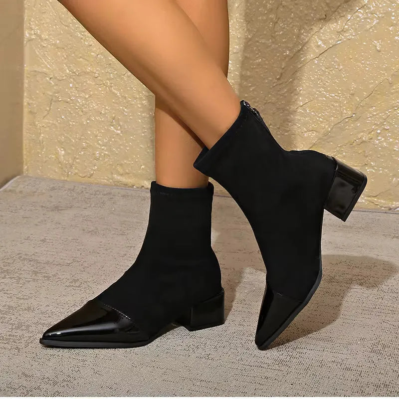 Women’s Block Heel Ankle Boots with Anti Slip Sole