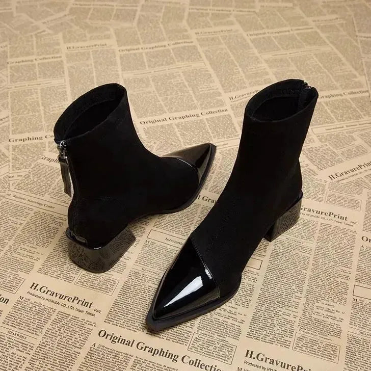 Women’s Block Heel Ankle Boots with Anti Slip Sole