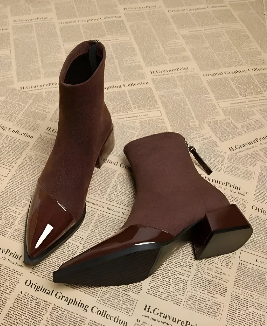 Women’s Block Heel Ankle Boots with Anti Slip Sole