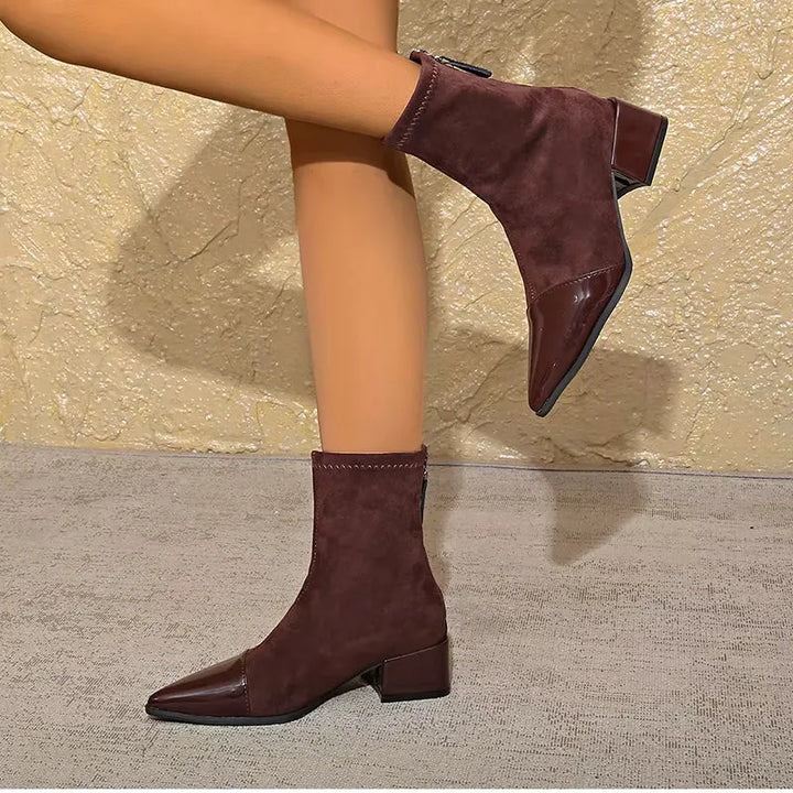 Women’s Block Heel Ankle Boots with Anti Slip Sole