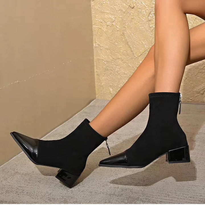 Women’s Block Heel Ankle Boots with Anti Slip Sole