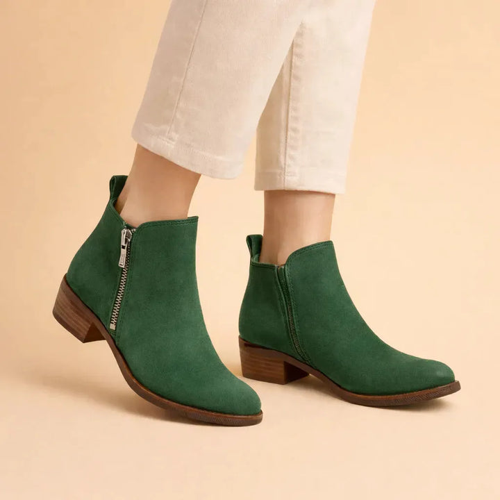 Women's Block Heel Ankle Boots with Side Zip