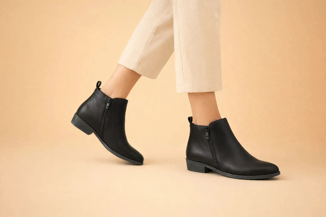 Women's Block Heel Ankle Boots with Side Zip