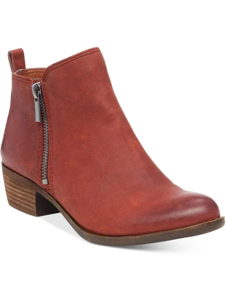 Women's Block Heel Ankle Boots with Side Zip