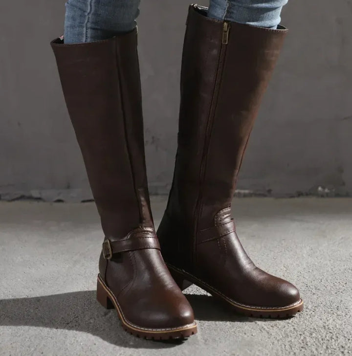 Women's Block Heel Knee High Boots with Non Slip Sole