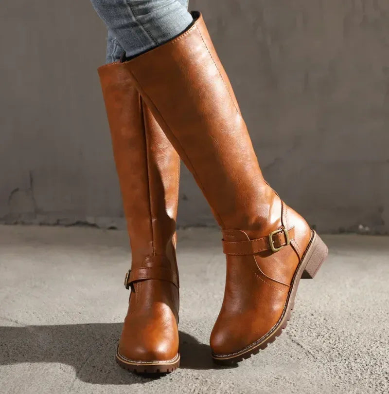 Women's Block Heel Knee High Boots with Non Slip Sole