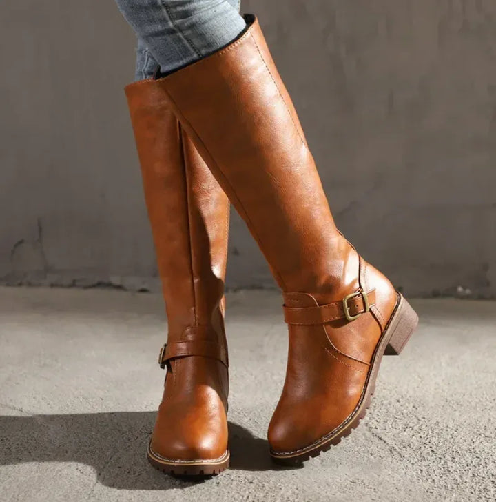 Women's Block Heel Knee High Boots with Non Slip Sole