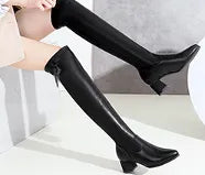 Women's Block Heel Knee High Boots with Warm lining