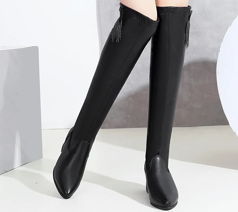 Women's Block Heel Knee High Boots with Warm lining