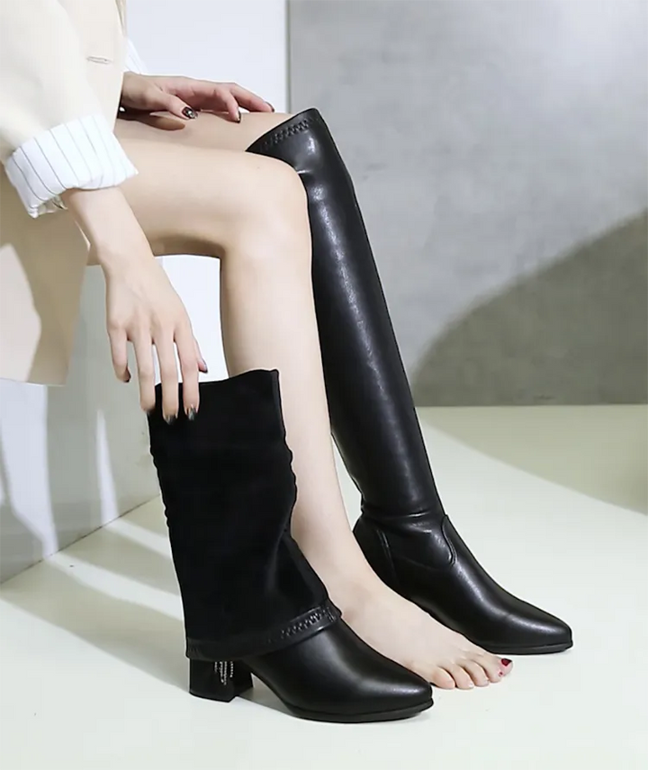 Women's Block Heel Knee High Boots with Warm lining
