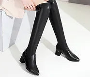 Women's Block Heel Knee High Boots with Warm lining