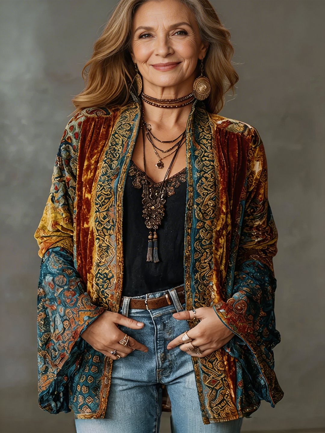 Women’s Boho Lightweight Jacket with Open Front