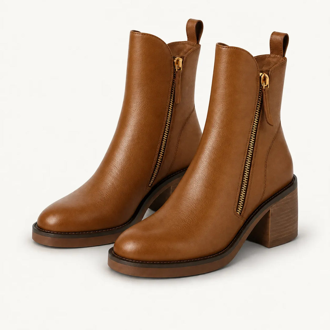 Women’s Casual Block Heel Boots with Side Zip