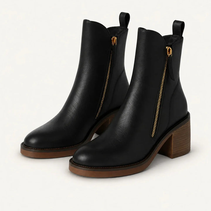 Women’s Casual Block Heel Boots with Side Zip