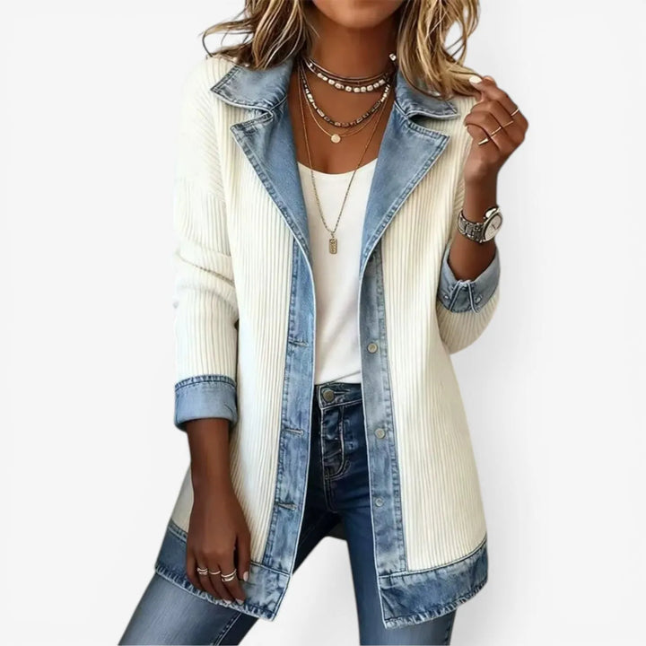 Women's Casual Denim Jacket with Button Closure